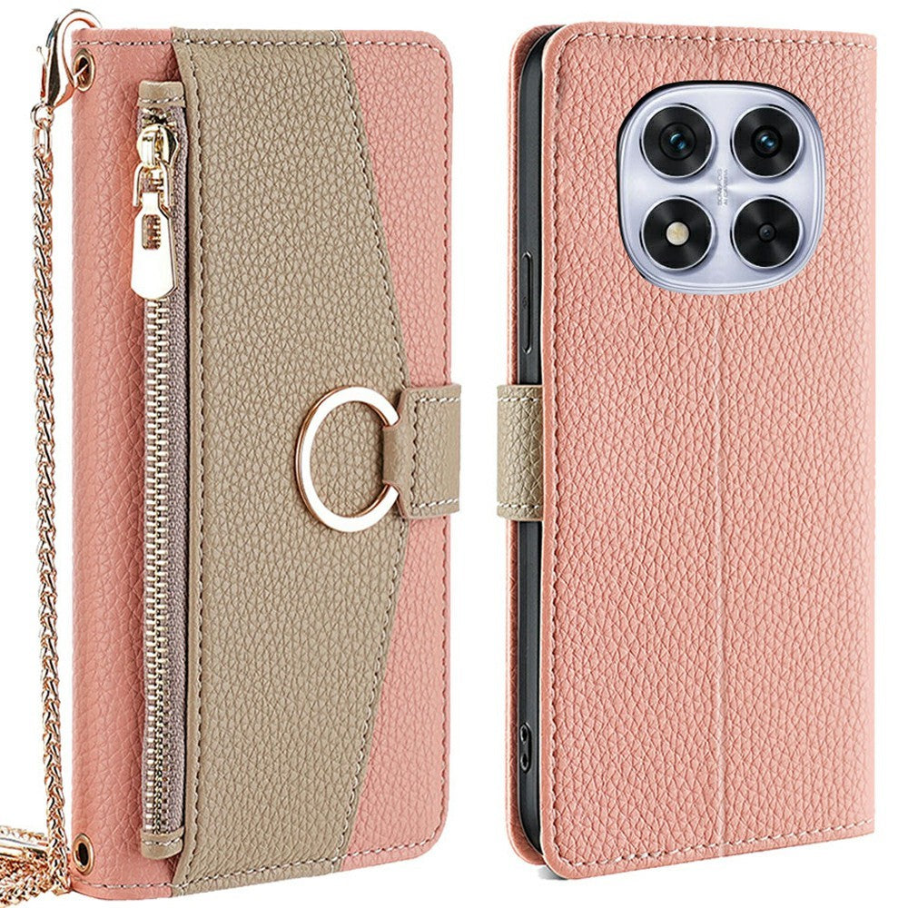 Wallet Case for Xiaomi Redmi Note 14 Pro 5G / 14 Pro+ 5G / Poco X7 5G Leather Phone Cover with Mirror / Chain Shoulder Strap