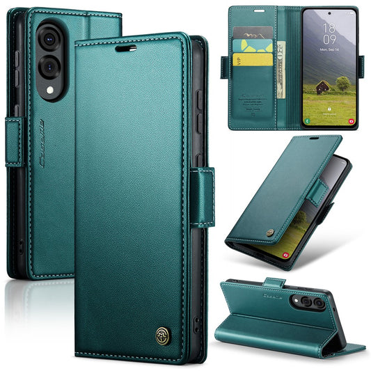 Galaxy S25 Edge Glänzende Wallet-Hülle – RFID-Schutz & Ständer