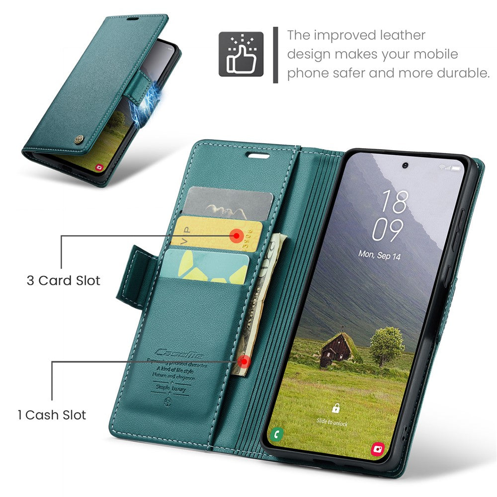 Galaxy S25 Edge Glänzende Wallet-Hülle – RFID-Schutz & Ständer