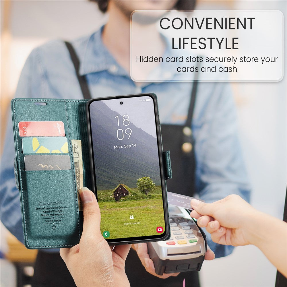 Galaxy S25 Edge Glänzende Wallet-Hülle – RFID-Schutz & Ständer