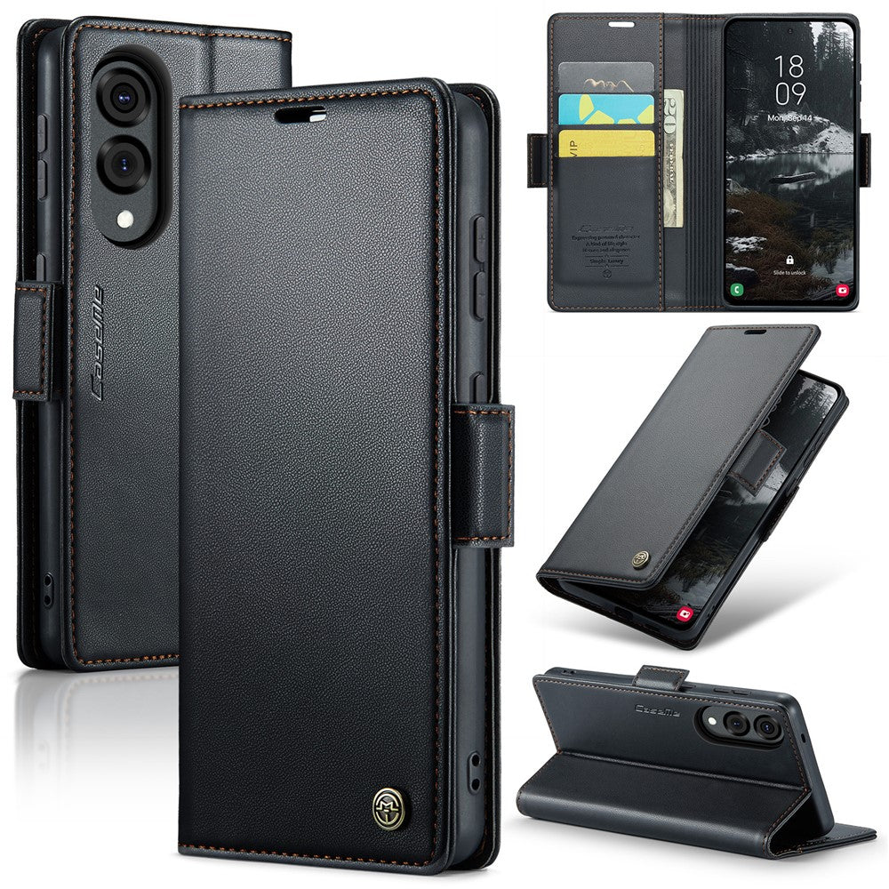 Galaxy S25 Edge Glänzende Wallet-Hülle – RFID-Schutz & Ständer