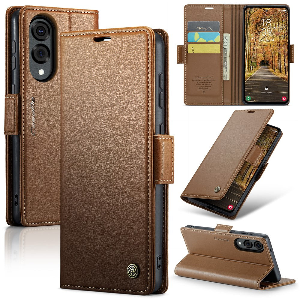 Galaxy S25 Edge Glänzende Wallet-Hülle – RFID-Schutz & Ständer