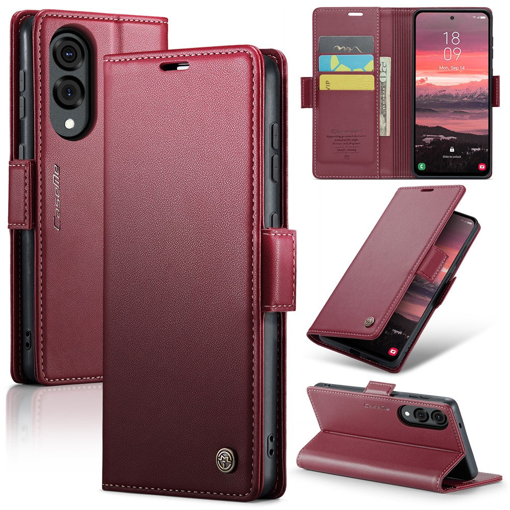 Galaxy S25 Edge Glänzende Wallet-Hülle – RFID-Schutz & Ständer