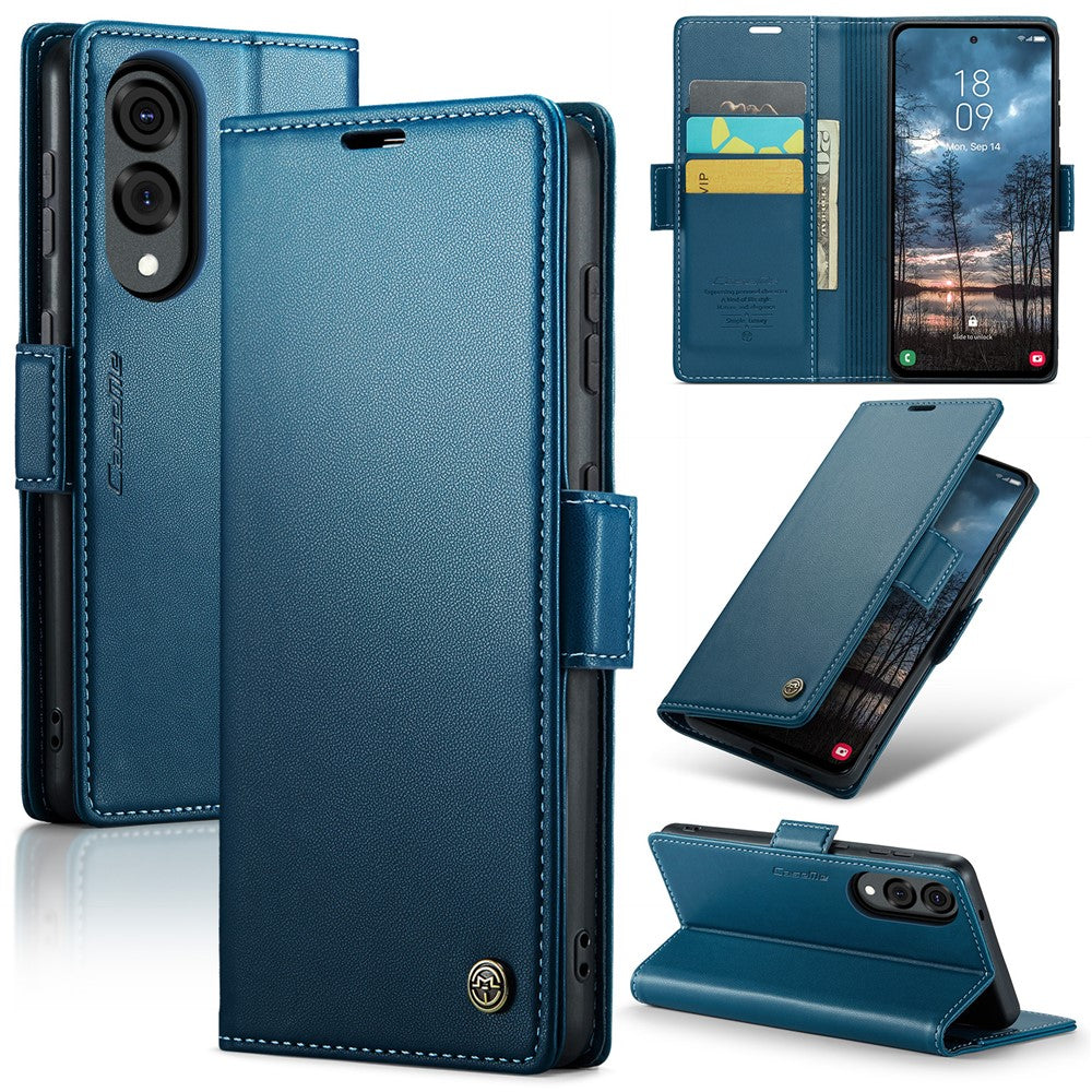 Galaxy S25 Edge Glänzende Wallet-Hülle – RFID-Schutz & Ständer