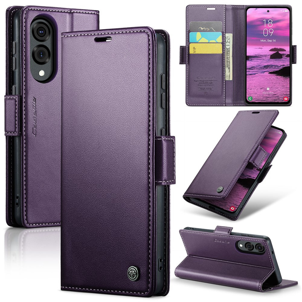Galaxy S25 Edge Glänzende Wallet-Hülle – RFID-Schutz & Ständer