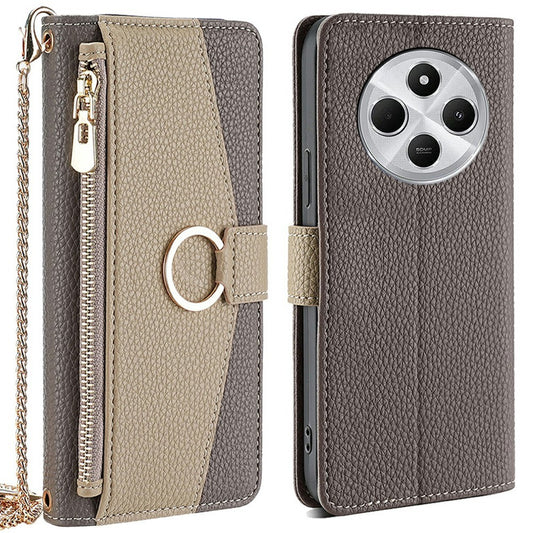 Leather Case For Xiaomi Redmi 14C 4G  /  14R 5G  /  A4 5G  /  Poco C75 4G Mirror Wallet Phone Cover with Chain Shoulder Strap