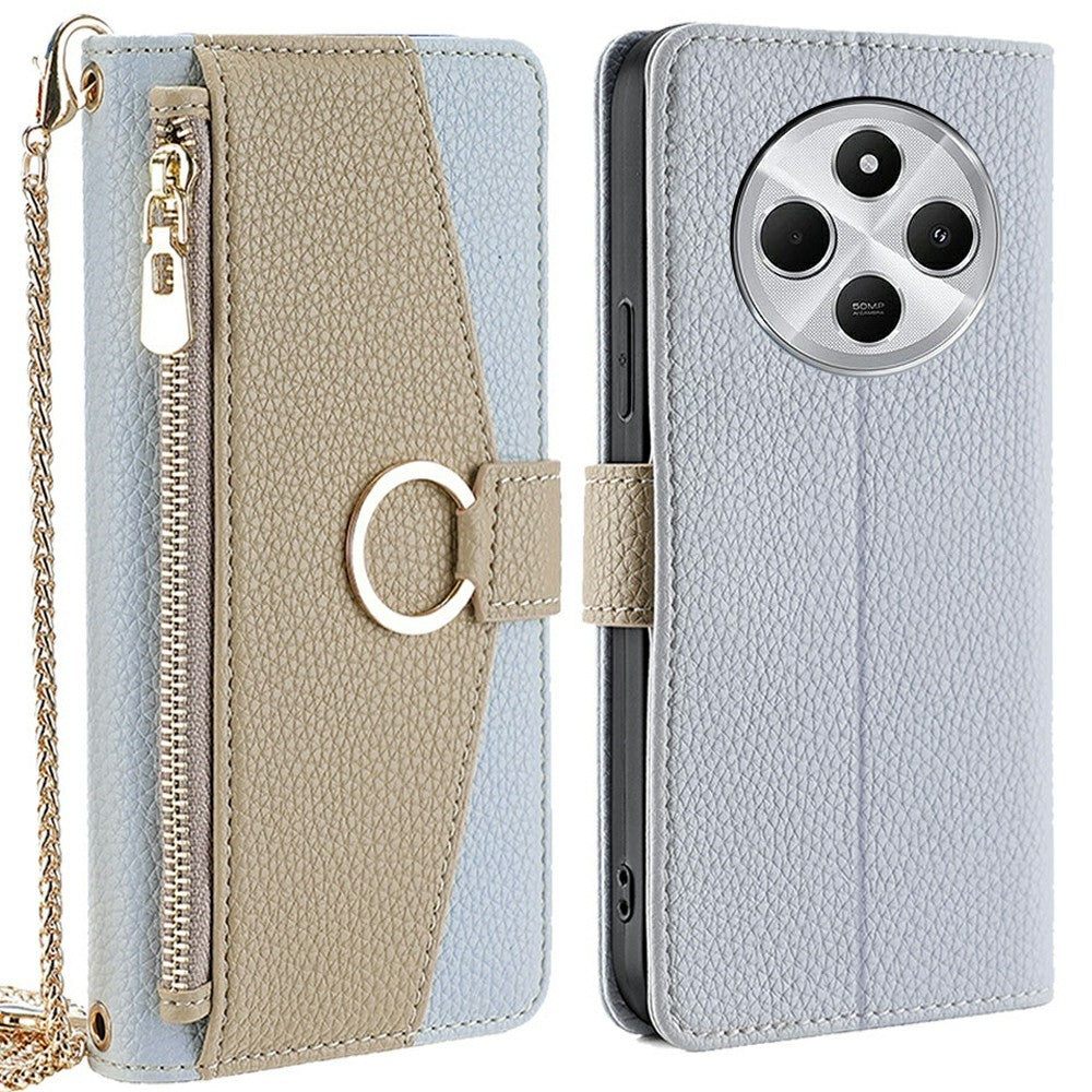 Leather Case For Xiaomi Redmi 14C 4G  /  14R 5G  /  A4 5G  /  Poco C75 4G Mirror Wallet Phone Cover with Chain Shoulder Strap