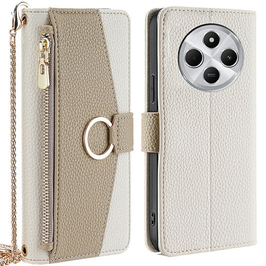 Leather Case For Xiaomi Redmi 14C 4G  /  14R 5G  /  A4 5G  /  Poco C75 4G Mirror Wallet Phone Cover with Chain Shoulder Strap