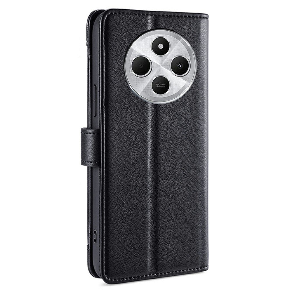 Leather Case for Xiaomi Redmi 14C 4G / 14R 5G / Poco C75 4G / A4 5G Zipper Pocket Wallet Phone Cover with 2 Straps