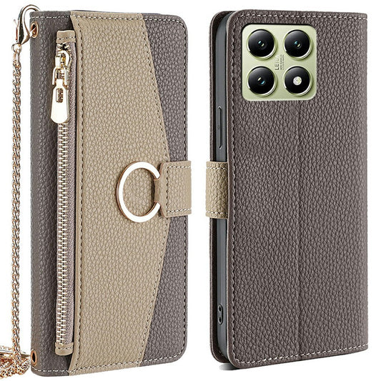 Xiaomi 14T Handyhülle – Spiegel Brieftasche Leder mit Kettenschultergurt