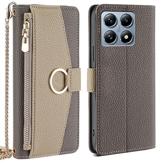 Xiaomi 14T Pro Handyhülle – Spiegel Brieftasche Leder mit Kettenschultergurt