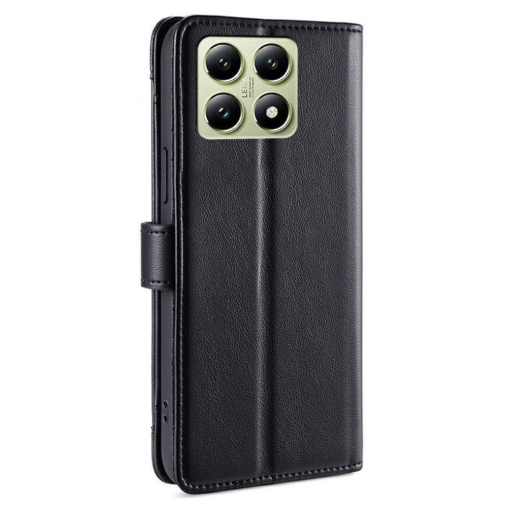For Xiaomi 14T Leather Case Zipper Pocket Wallet Phone Cover with 2 Straps