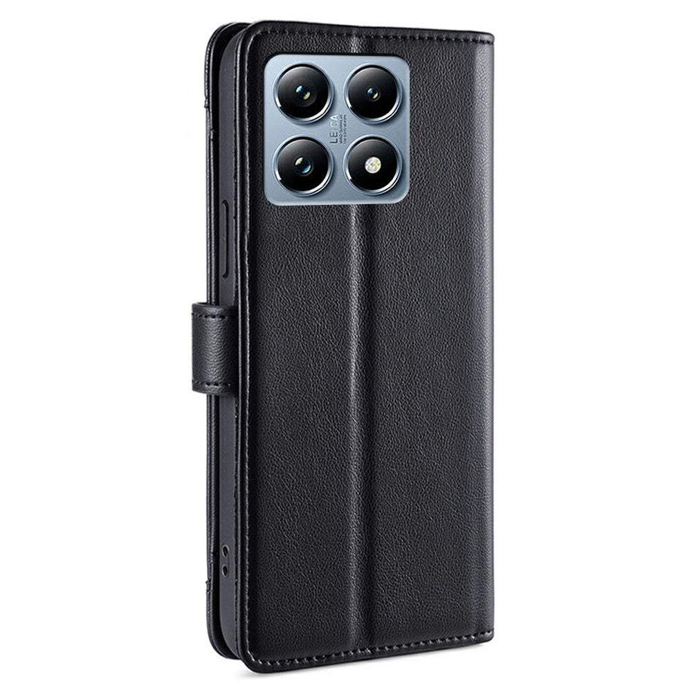 For Xiaomi 14T Pro Leather Case Zipper Pocket Wallet Phone Cover with 2 Straps