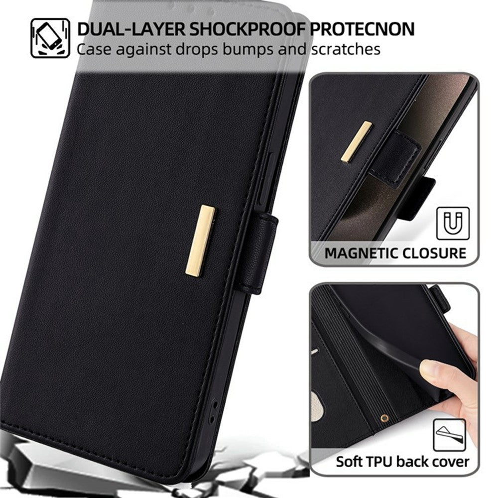 For Xiaomi 14T Pro Case PU Leather Wallet Stand Phone Cover with Crossbody Shoulder Strap