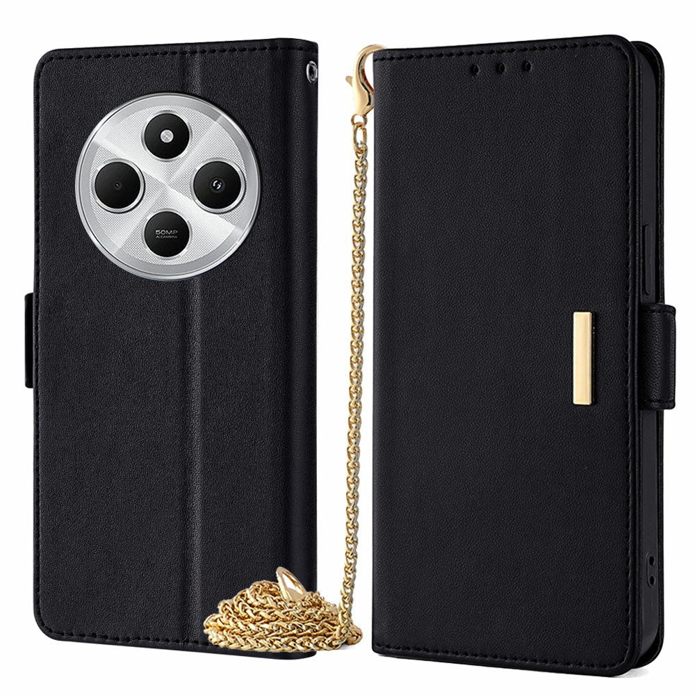 Phone Case For Xiaomi Redmi 14C 4G / 14R 5G / A4 5G / Poco C75 4G PU Leather Wallet Stand Cover with Crossbody Shoulder Strap