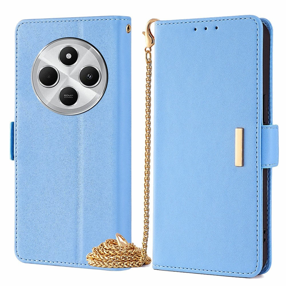 Phone Case For Xiaomi Redmi 14C 4G / 14R 5G / A4 5G / Poco C75 4G PU Leather Wallet Stand Cover with Crossbody Shoulder Strap