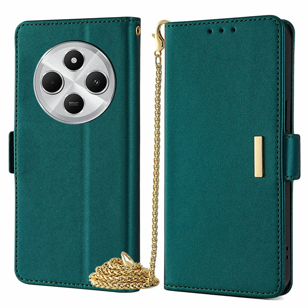 Phone Case For Xiaomi Redmi 14C 4G / 14R 5G / A4 5G / Poco C75 4G PU Leather Wallet Stand Cover with Crossbody Shoulder Strap