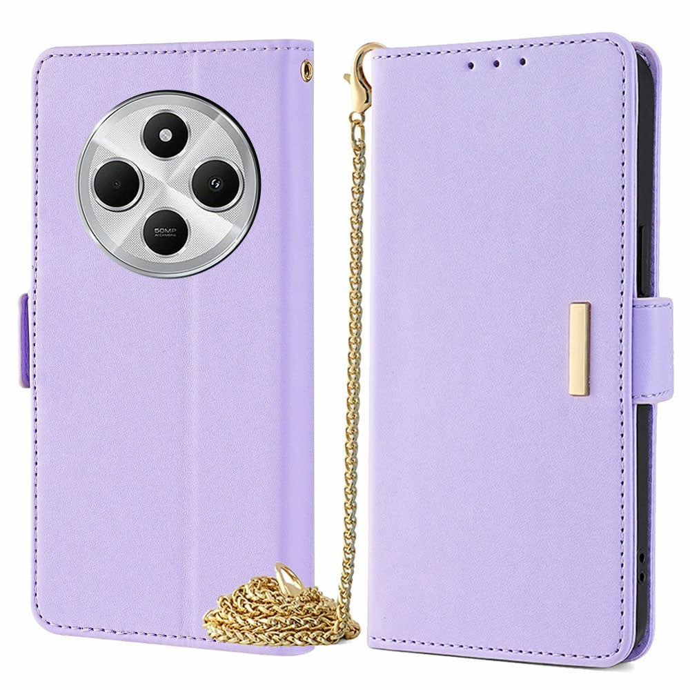 Phone Case For Xiaomi Redmi 14C 4G / 14R 5G / A4 5G / Poco C75 4G PU Leather Wallet Stand Cover with Crossbody Shoulder Strap