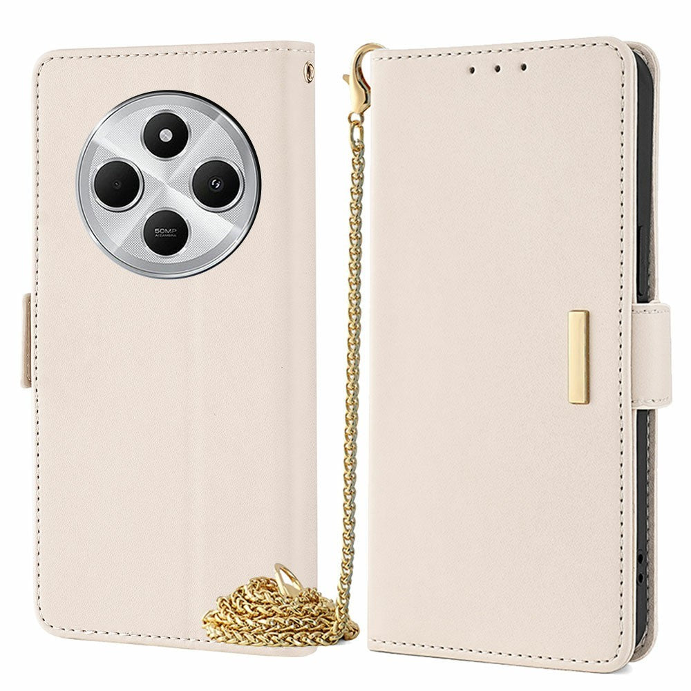 Phone Case For Xiaomi Redmi 14C 4G / 14R 5G / A4 5G / Poco C75 4G PU Leather Wallet Stand Cover with Crossbody Shoulder Strap