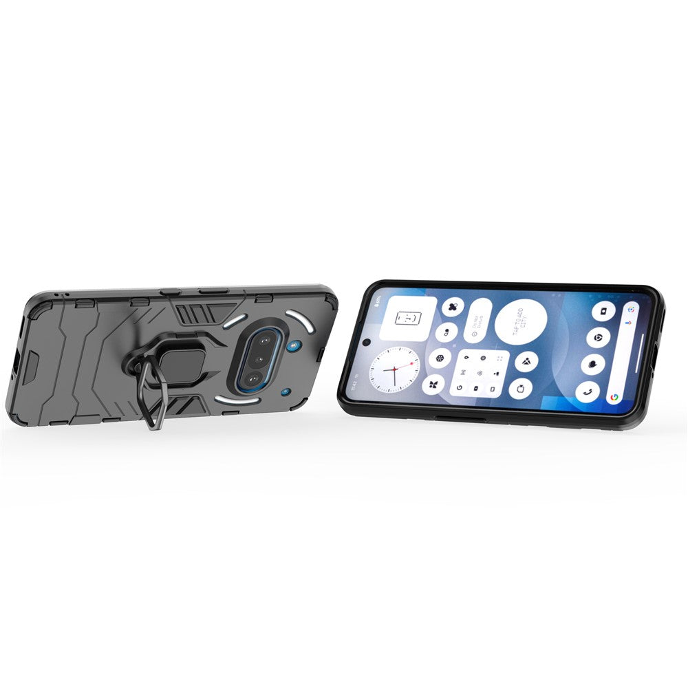 Nothing Phone (3a) Handyhülle – Harte PC- + weiche TPU-Handyrückseite, drehbarer Ringhalter, Ständer