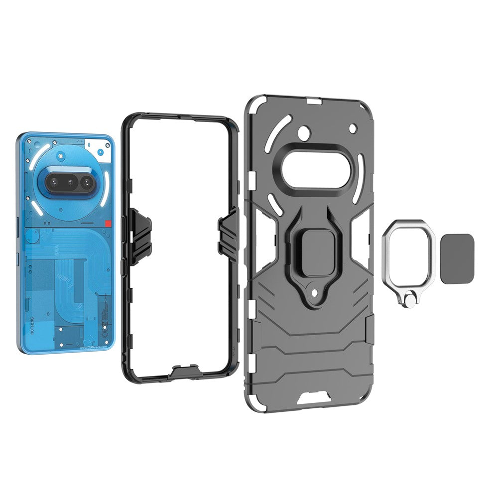 Nothing Phone (3a) Handyhülle – Harte PC- + weiche TPU-Handyrückseite, drehbarer Ringhalter, Ständer