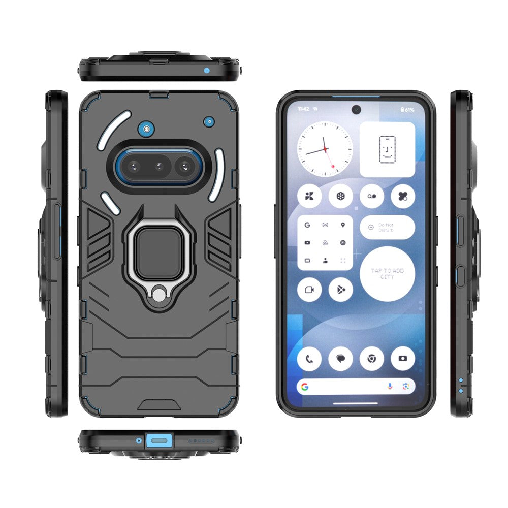 Nothing Phone (3a) Handyhülle – Harte PC- + weiche TPU-Handyrückseite, drehbarer Ringhalter, Ständer