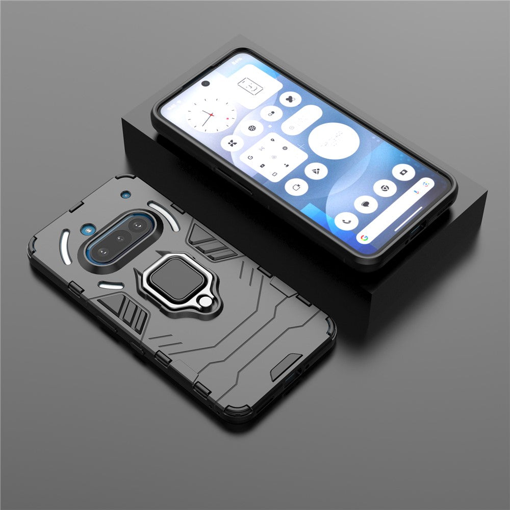 Nothing Phone (3a) Handyhülle – Harte PC- + weiche TPU-Handyrückseite, drehbarer Ringhalter, Ständer
