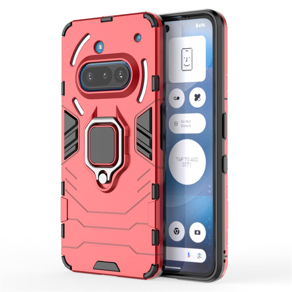 Nothing Phone (3a) Handyhülle – Harte PC- + weiche TPU-Handyrückseite, drehbarer Ringhalter, Ständer