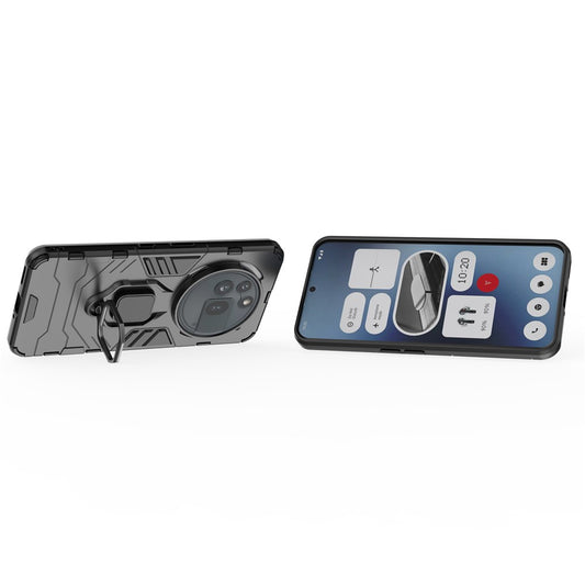 Nothing Phone (3a) Pro Handyhülle – Harte PC- + weiche TPU-Handyrückseite, drehbarer Ringhalter, Ständer
