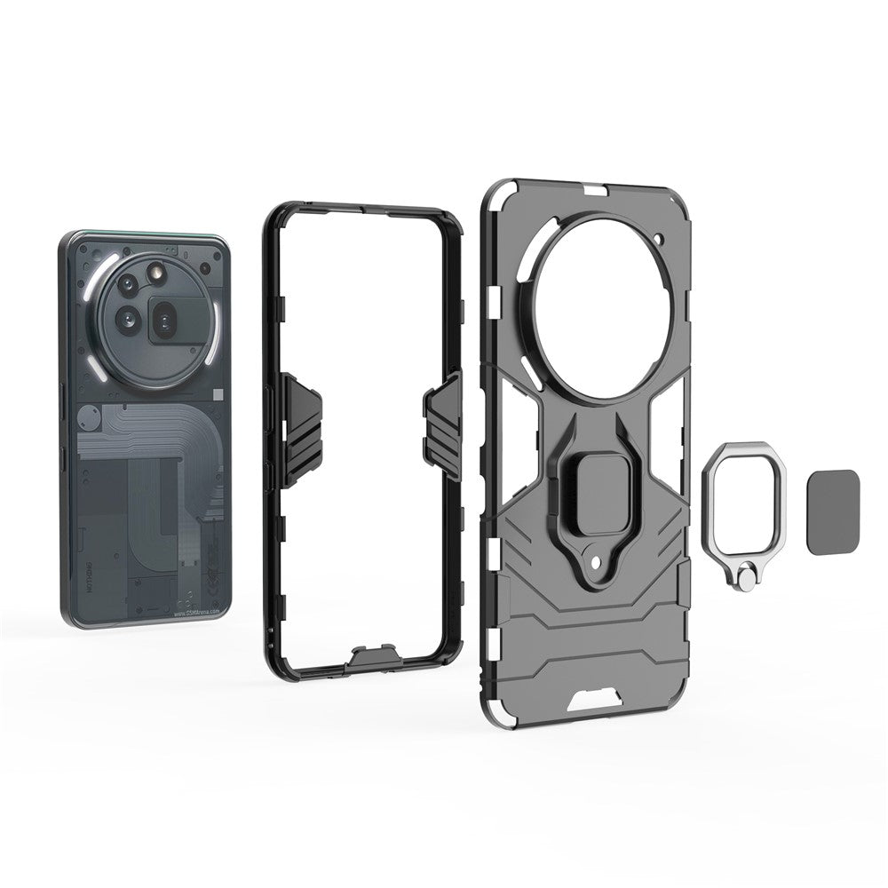 Nothing Phone (3a) Pro Handyhülle – Harte PC- + weiche TPU-Handyrückseite, drehbarer Ringhalter, Ständer
