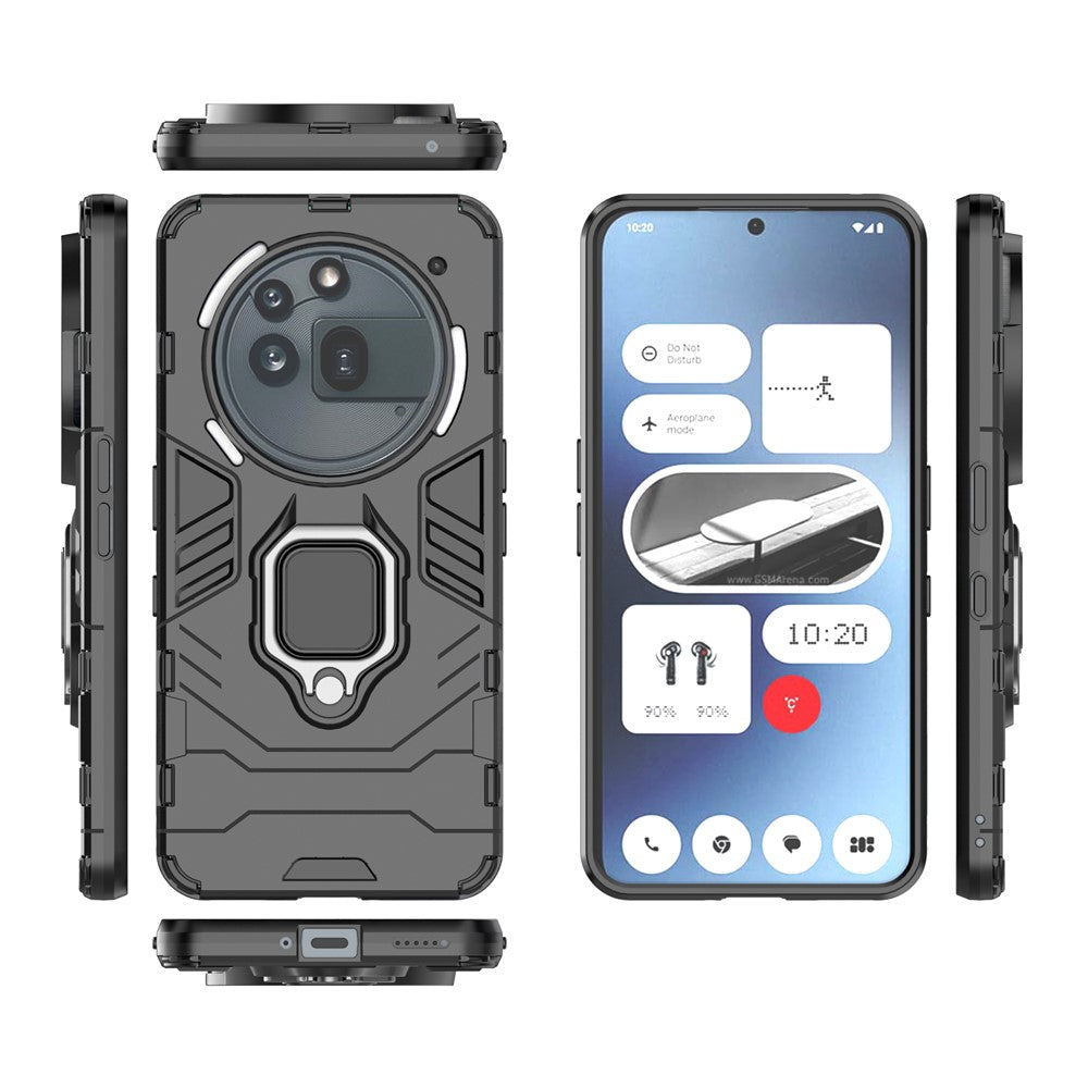 Nothing Phone (3a) Pro Handyhülle – Harte PC- + weiche TPU-Handyrückseite, drehbarer Ringhalter, Ständer