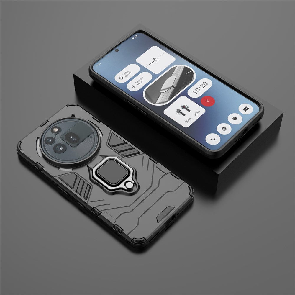 Nothing Phone (3a) Pro Handyhülle – Harte PC- + weiche TPU-Handyrückseite, drehbarer Ringhalter, Ständer