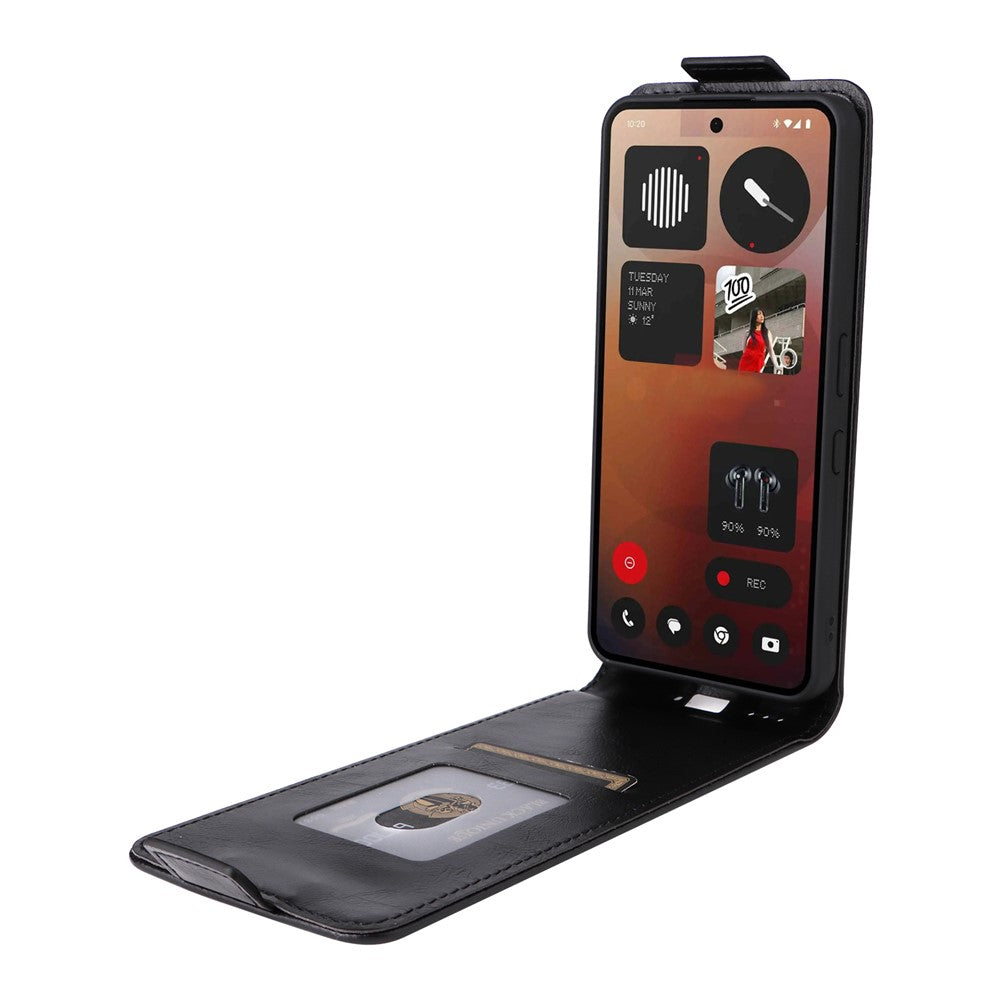 For Nothing Phone (3a) Pro Stand Case Magnetic Clasp Vertical Flip Leather Phone Cover with Card Holder