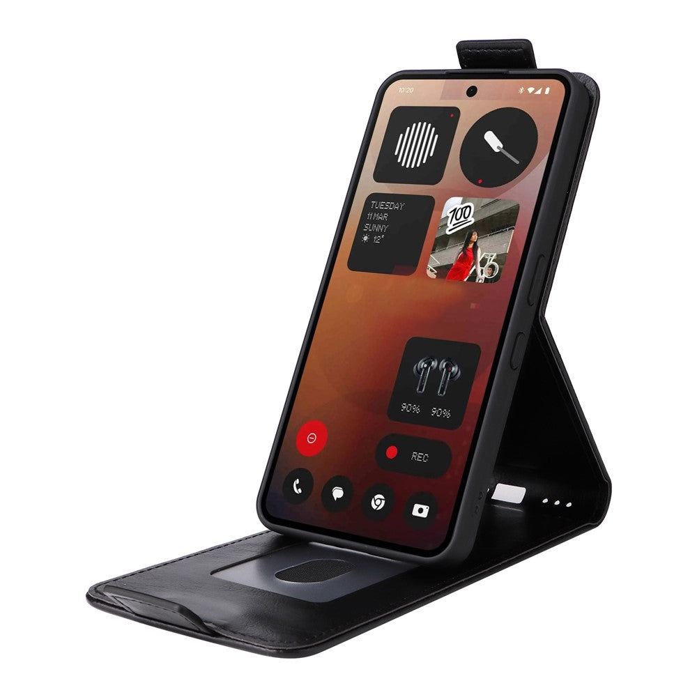 For Nothing Phone (3a) Pro Stand Case Magnetic Clasp Vertical Flip Leather Phone Cover with Card Holder
