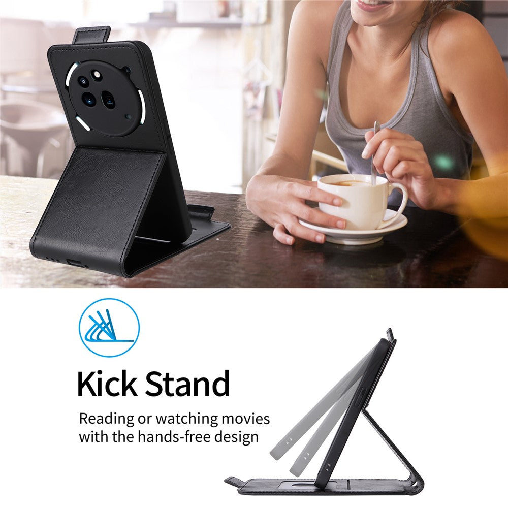 For Nothing Phone (3a) Pro Stand Case Magnetic Clasp Vertical Flip Leather Phone Cover with Card Holder