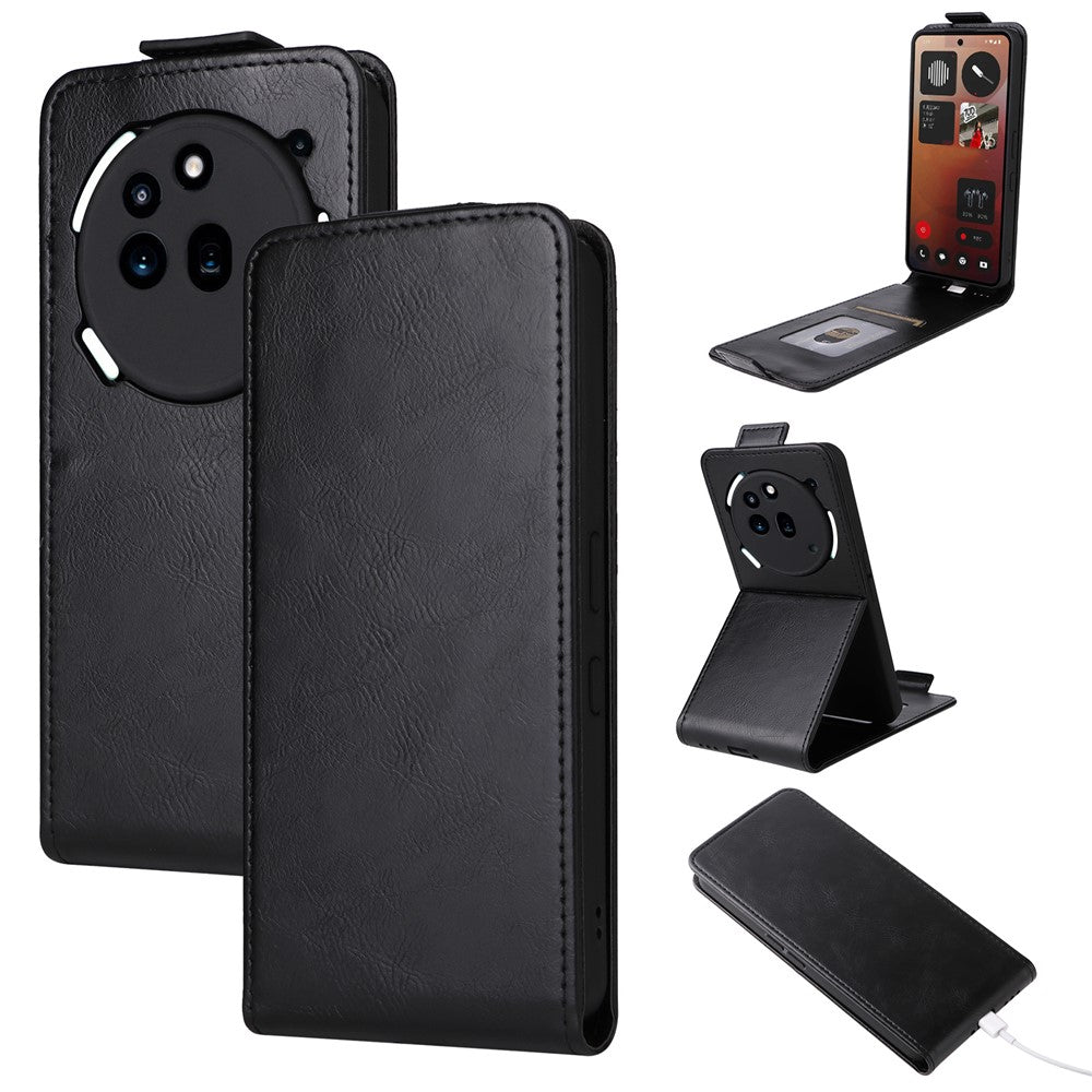 For Nothing Phone (3a) Pro Stand Case Magnetic Clasp Vertical Flip Leather Phone Cover with Card Holder