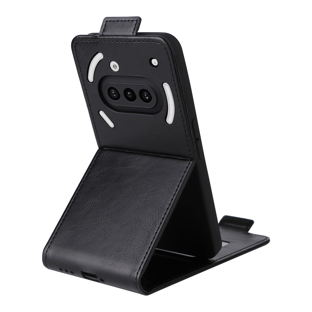 For Nothing Phone (3a) Stand Case Magnetic Clasp Vertical Flip Leather Phone Cover with Card Holder