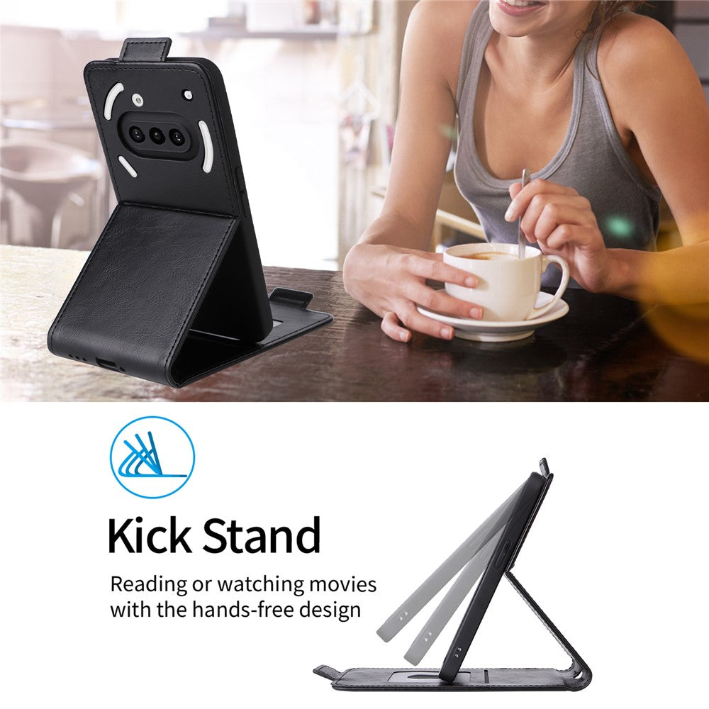 For Nothing Phone (3a) Stand Case Magnetic Clasp Vertical Flip Leather Phone Cover with Card Holder