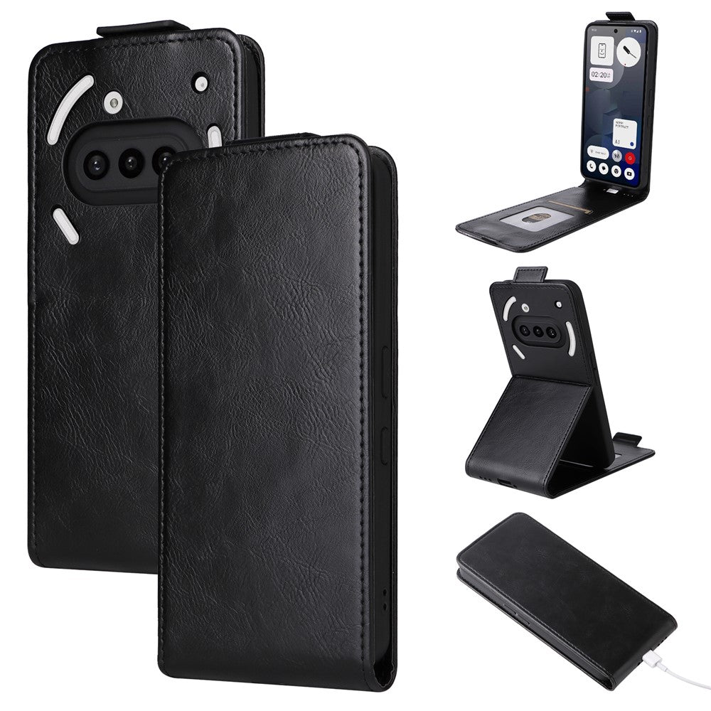For Nothing Phone (3a) Stand Case Magnetic Clasp Vertical Flip Leather Phone Cover with Card Holder