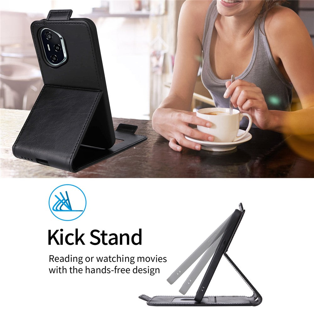 For Honor 400 5G (Global) Stand Case Magnetic Clasp Vertical Flip Leather Phone Cover with Card Holder