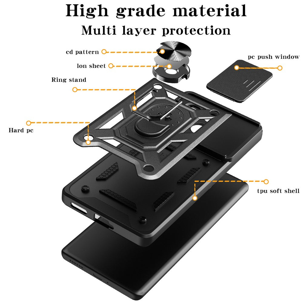 For Nothing CMF Phone 1 Case with Slide Camera Lid PC + TPU Kickstand Phone Cover