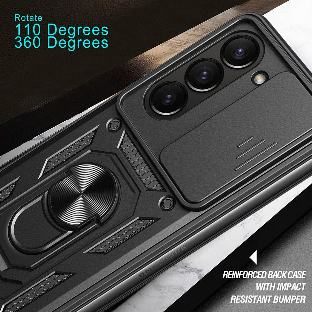 For Samsung Galaxy Z Fold7 5G Case with Slide Camera Lid PC + TPU Kickstand Phone Cover