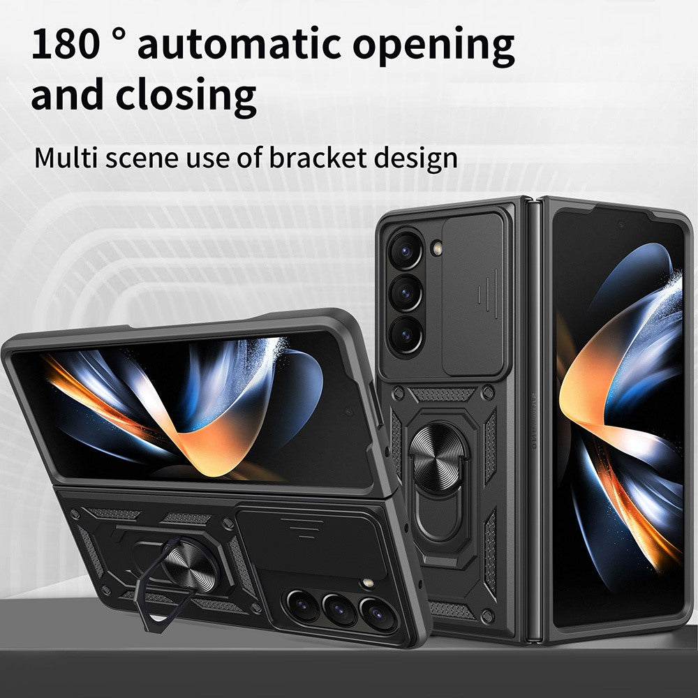 For Samsung Galaxy Z Fold7 5G Case with Slide Camera Lid PC + TPU Kickstand Phone Cover