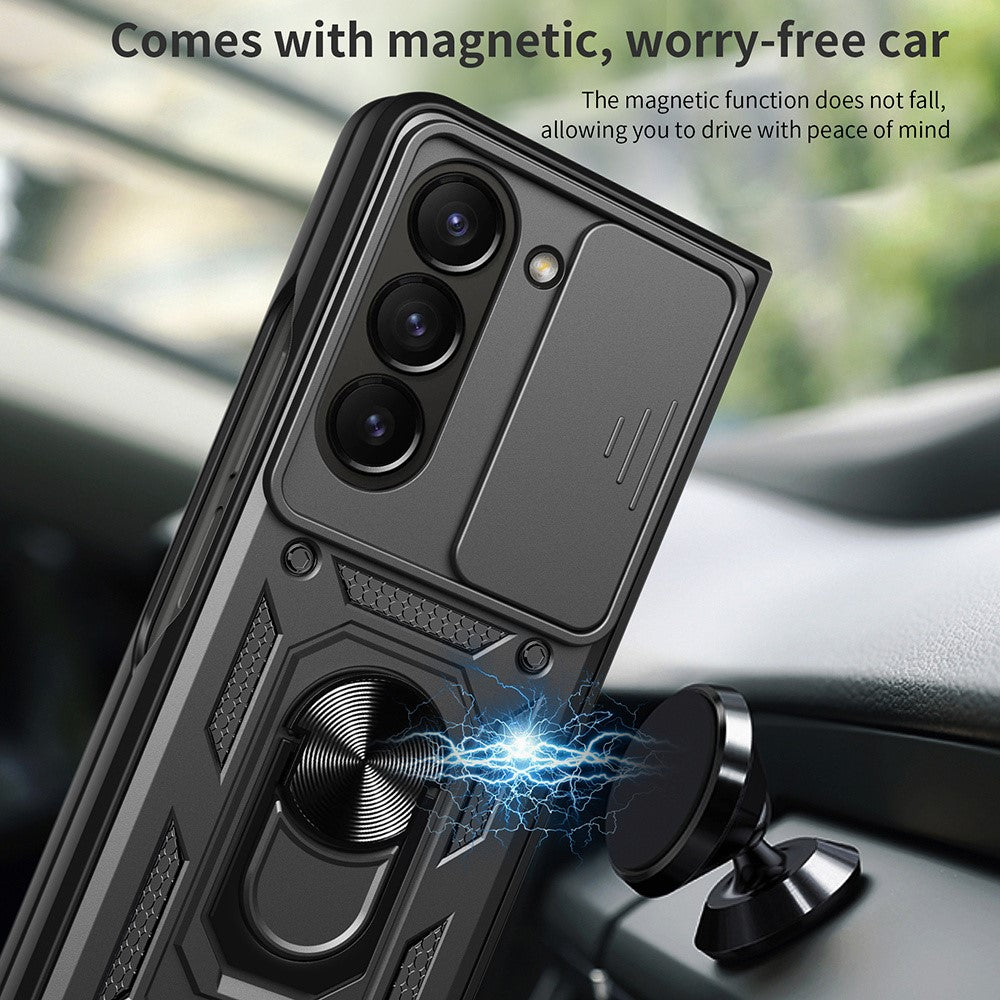 For Samsung Galaxy Z Fold7 5G Case with Slide Camera Lid PC + TPU Kickstand Phone Cover