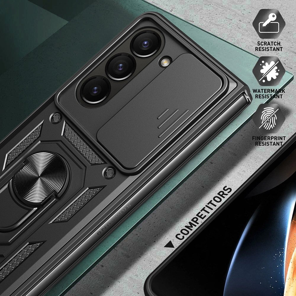 For Samsung Galaxy Z Fold7 5G Case with Slide Camera Lid PC + TPU Kickstand Phone Cover