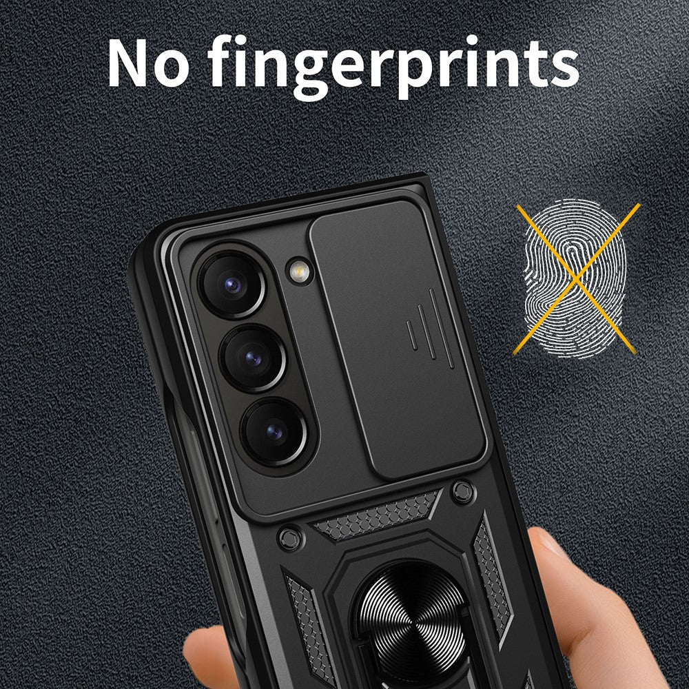For Samsung Galaxy Z Fold7 5G Case with Slide Camera Lid PC + TPU Kickstand Phone Cover