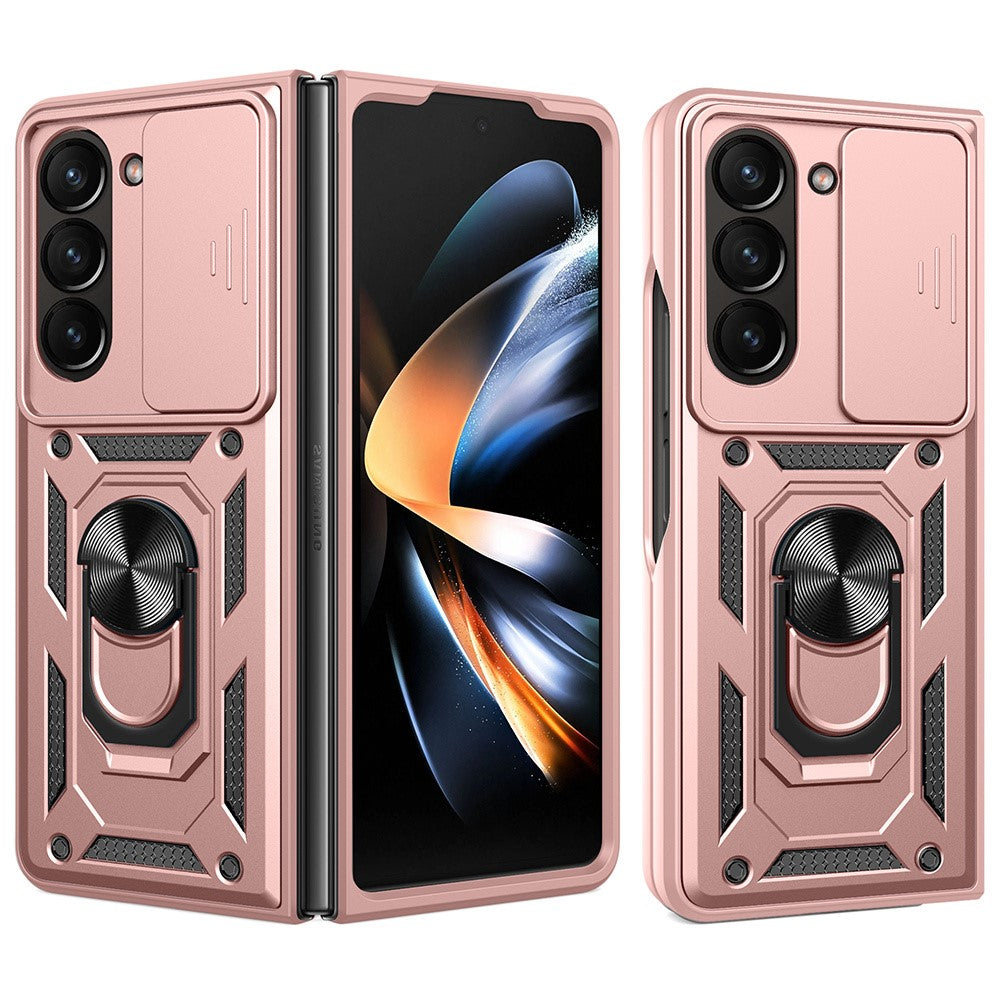 For Samsung Galaxy Z Fold7 5G Case with Slide Camera Lid PC + TPU Kickstand Phone Cover