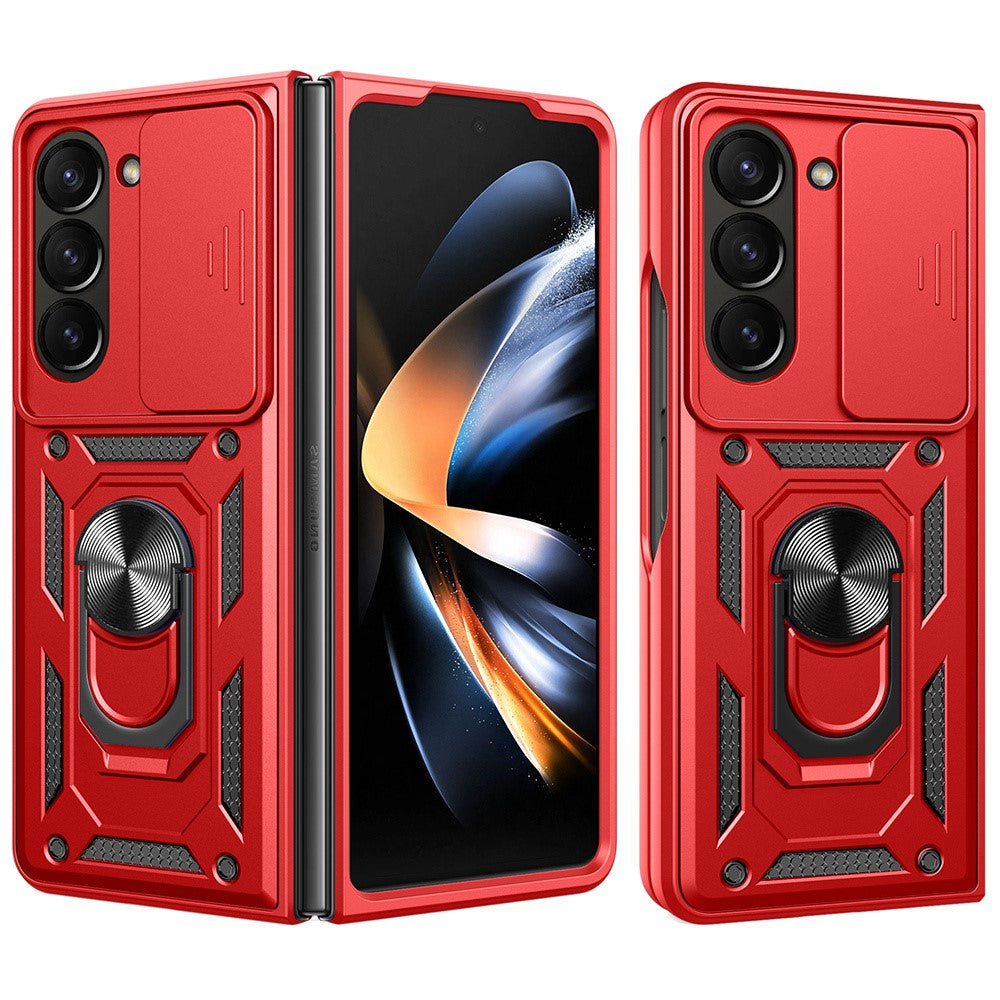 For Samsung Galaxy Z Fold7 5G Case with Slide Camera Lid PC + TPU Kickstand Phone Cover