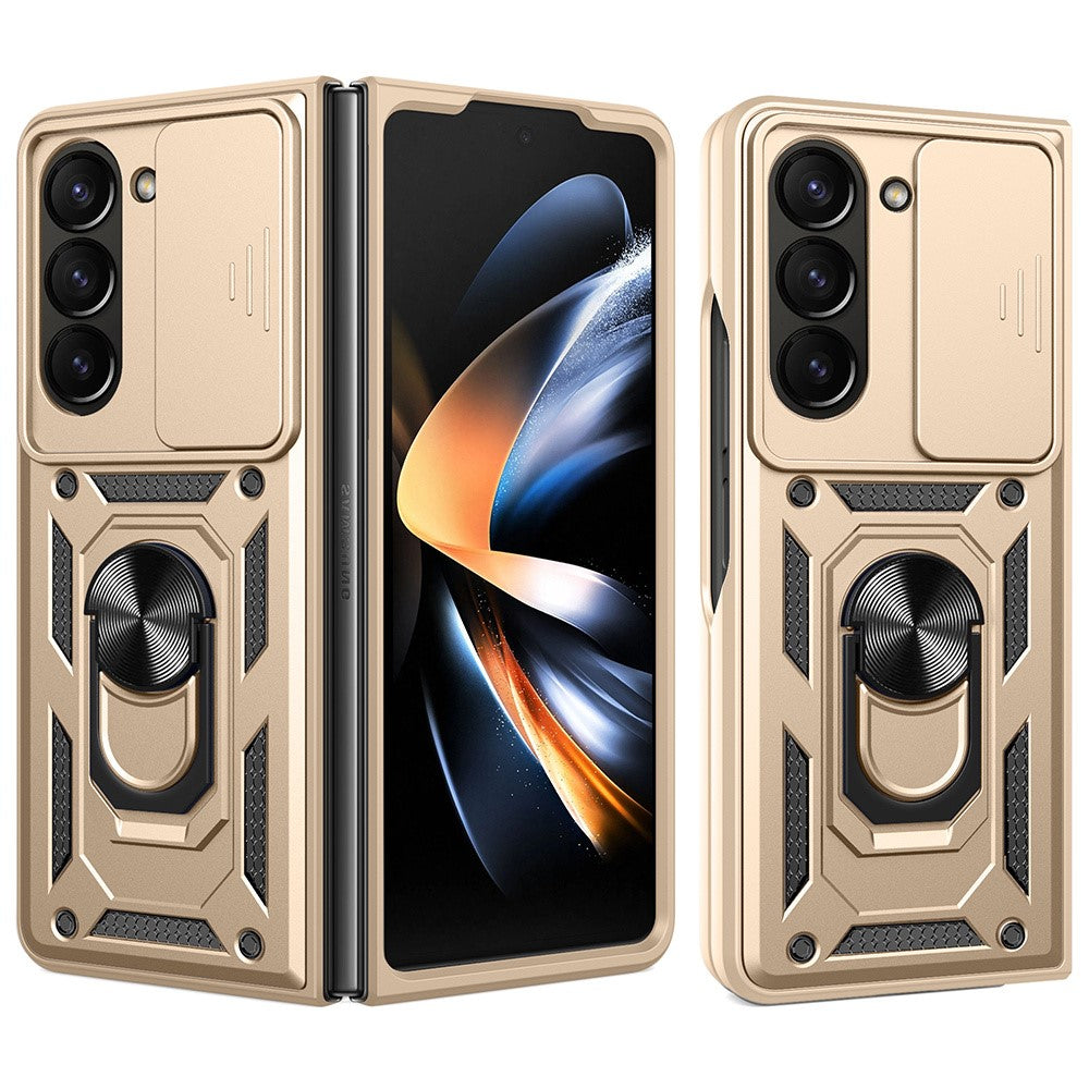 For Samsung Galaxy Z Fold7 5G Case with Slide Camera Lid PC + TPU Kickstand Phone Cover
