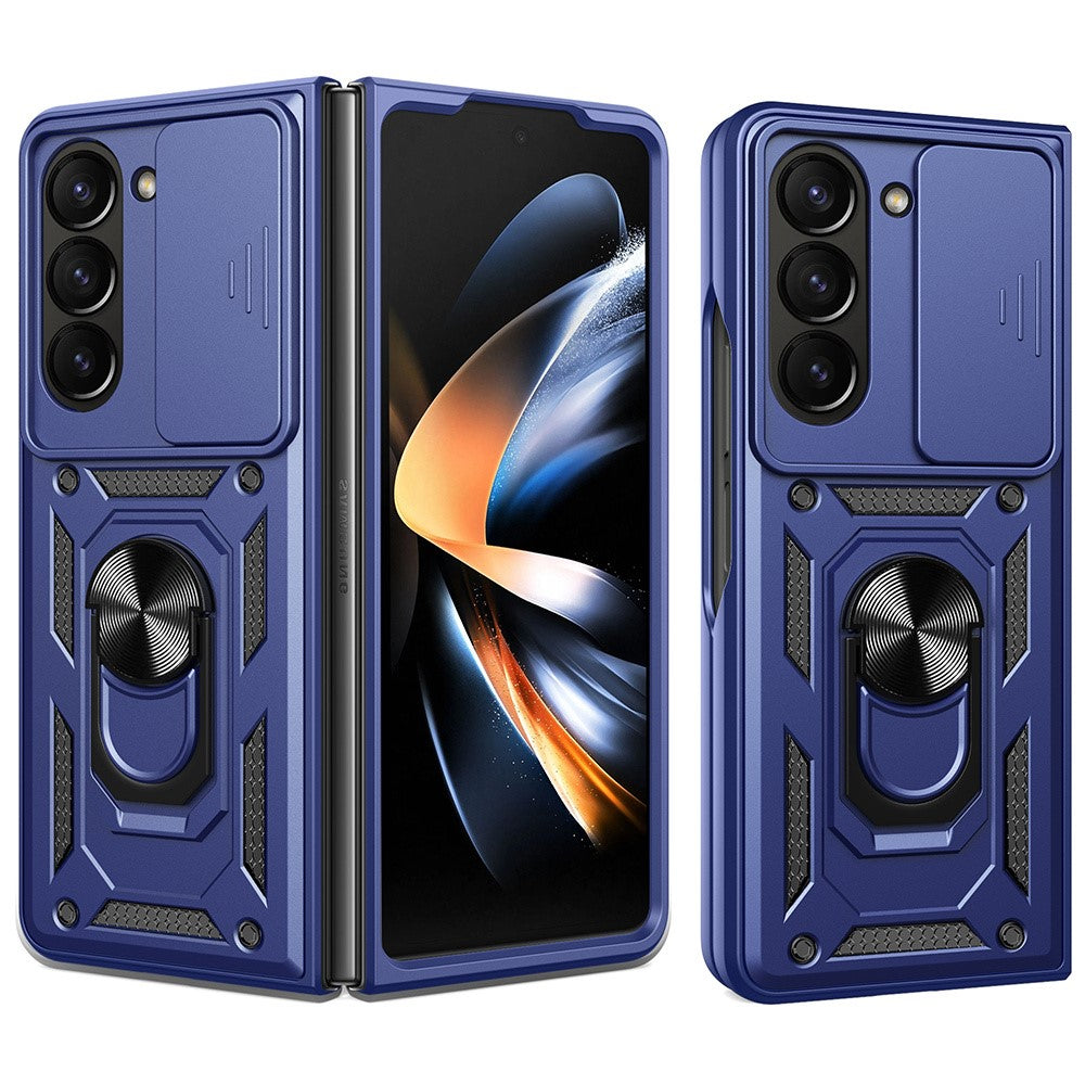 For Samsung Galaxy Z Fold7 5G Case with Slide Camera Lid PC + TPU Kickstand Phone Cover
